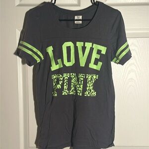PINK Victorias Secret “Love Pink” Green Sporty Designed Tee Womens Large